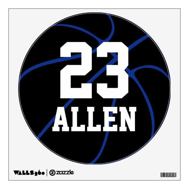 Custom Basketball Round Wall Decal (Blue) (Front)