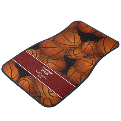 Basketballs pattern personalized car floor mat for coach thank you gift