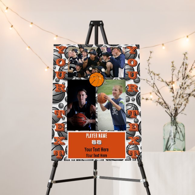Custom Basketball Senior Night Photo Collage Foam Board (In Situ (Stand))