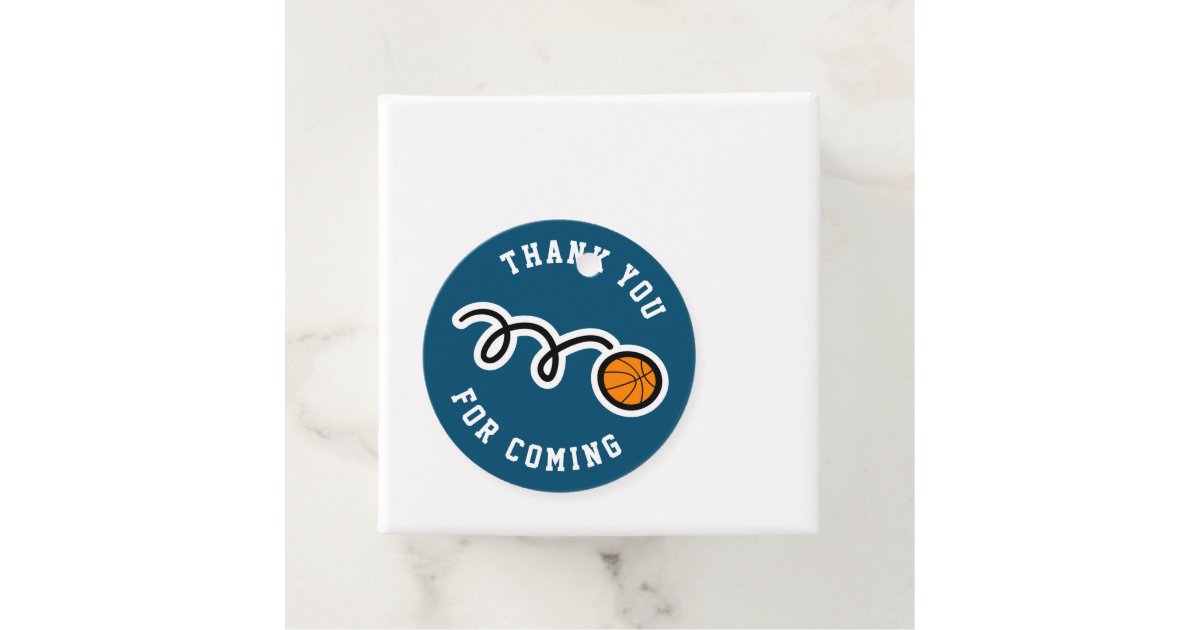 Custom basketball sports Birthday thank you gift Favor Tags | Zazzle