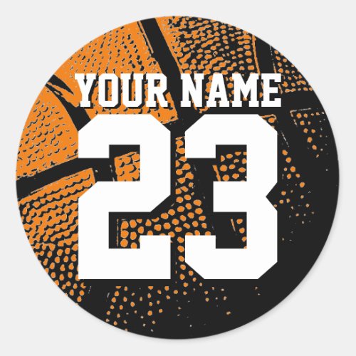 Custom basketball sports jersey number and name classic round sticker