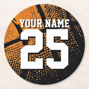 Custom basketball sports jersey number and name round paper coaster