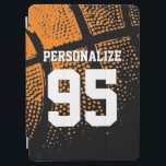 Custom basketball sports jersey number iPad air cover<br><div class="desc">Custom basketball sports jersey number iPad Air Cover. Personalized cover with athletic basketball design. Customizable background color behind vintage photo. Personalize with high school team name,  monogram,  funny quote,  slogan etc. Cool Birthday gift idea for fans. Make one for dad,  mom,  coach,  boyfriend,  teammates,  coworker etc.</div>