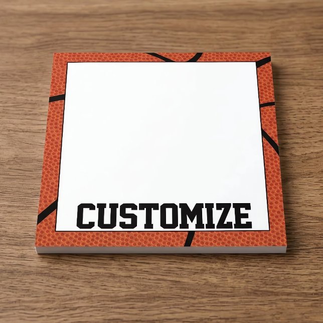Custom Basketball Team Name Notepad for Coaches (Custom basketball notepad on desk.)