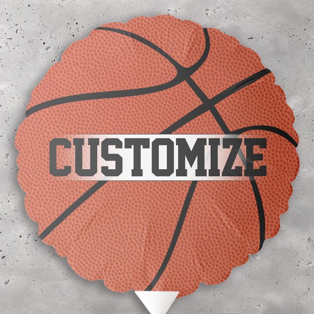 Custom Basketball Team Name or Text Party Balloon (Basketball party balloon with custom text)