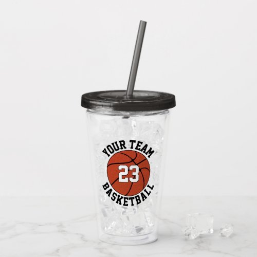 Custom Basketball Team Name  Player Number Sports Acrylic Tumbler