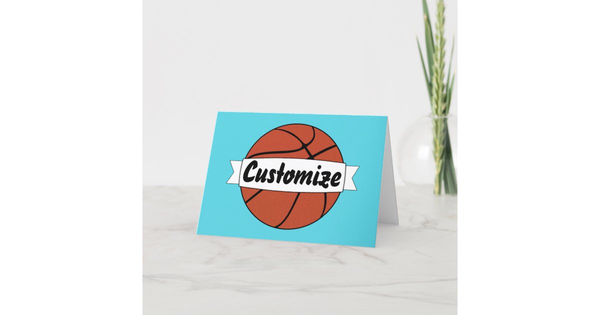 Custom Basketball Team Name Text Basketball Party Card Zazzle