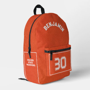 Custom Basketball Textured Orange Name Printed Backpack
