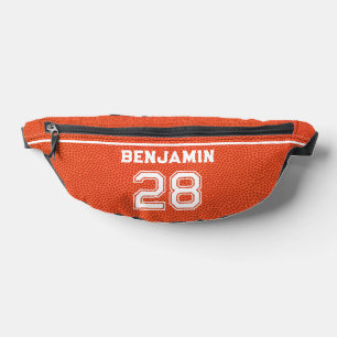 Custom Basketball Textured Player Number Orange Fanny Pack