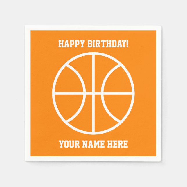 Custom basketball theme kid's Birthday party Napkins (Front)