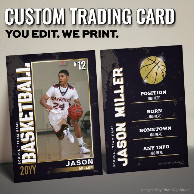 Custom Basketball Trading Card, Baller Gold Player Calling Card (Custom Basketball Trading Card, Baller Gold Player Calling Card)