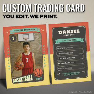 Custom Basketball Trading Card, Fun Retro Player Calling Card