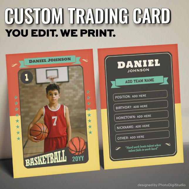 Custom Basketball Trading Card, Fun Retro Player Calling Card (Custom Basketball Trading Card, Fun Retro Player Card)