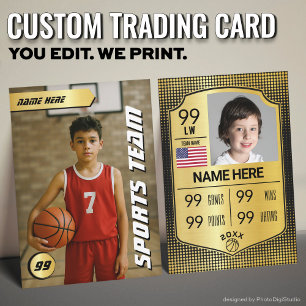 Custom Basketball Trading Card, Gold Shield Player Calling Card