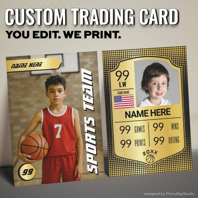 Custom Basketball Trading Card, Gold Shield Player Calling Card (Custom Basketball Trading Card, Gold Shield Player Card)