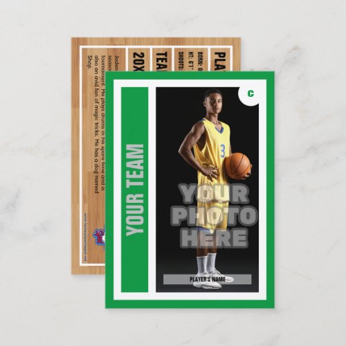 Custom Basketball Trading Card _ Kelly Green