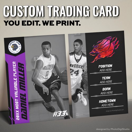 Custom Basketball Trading Card, Purple MVP Card