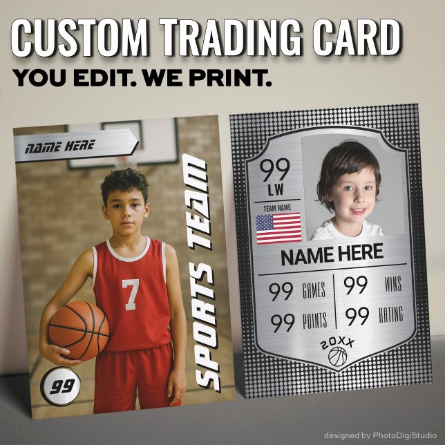 Custom Basketball Trading Card, Silver Shield Calling Card (Custom Basketball Trading Card, Silver Shield Card)