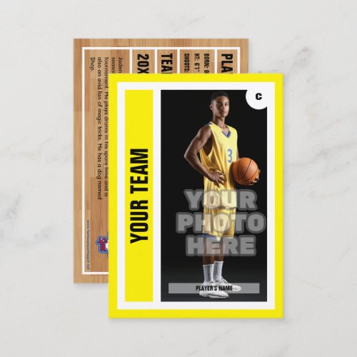 Custom Basketball Trading Card _ Yellow