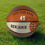 Custom Basketball with Team Name Number<br><div class="desc">Custom Basketball with Team Name Number. This custom and personalized basketball is a perfect gift for basketball players, teammates, coaches, your friends and family. Personalize it with your team name, number and your name. The design has a basketball on the side. A great keepsake to remember your favorite sport. To...</div>