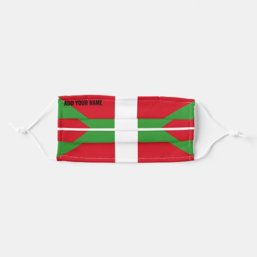 Custom, Basque Country national flag, ikurriña: Adult Cloth Face Mask (Front, Folded)