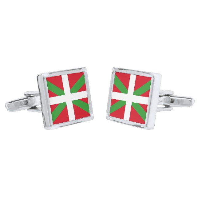 Custom, Basque Country national flag Ikurriña: Cufflinks (Angled)