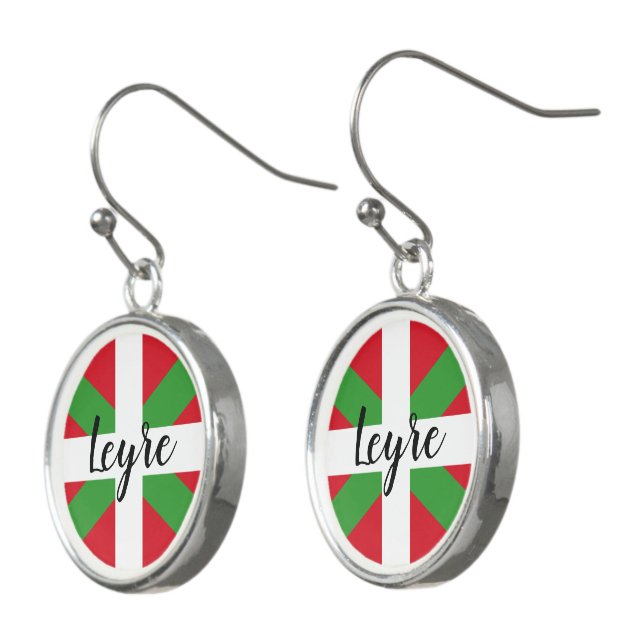Custom, Basque Country national flag Ikurriña: Earrings (Angled)