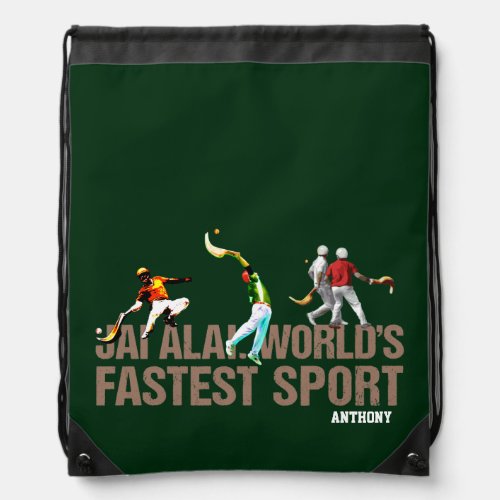 Custom Basque sport Jai Alai  Cesta Punta logo Drawstring Bag