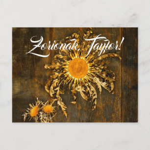 Custom, Basque symbol Eguzkilore or sun flower, Postcard