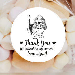 Custom Basset Hound Dog Wedding Favor Stickers