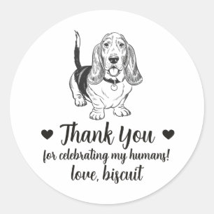 Custom Basset Hound Dog Wedding Favor Stickers