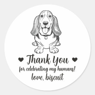 Custom Basset Hound Dog Wedding Favor Stickers