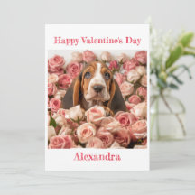 Custom Basset Hound in Roses Valentine