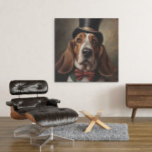 Custom Basset Hound Red Bow Tie Art Poster