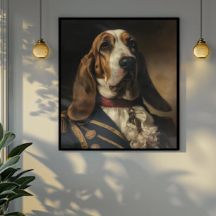 Custom Basset Hound Regal Military Art Poster