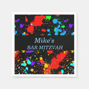 Custom Bat/Bar Mitzvah, Paint Splatter Paper Napkins