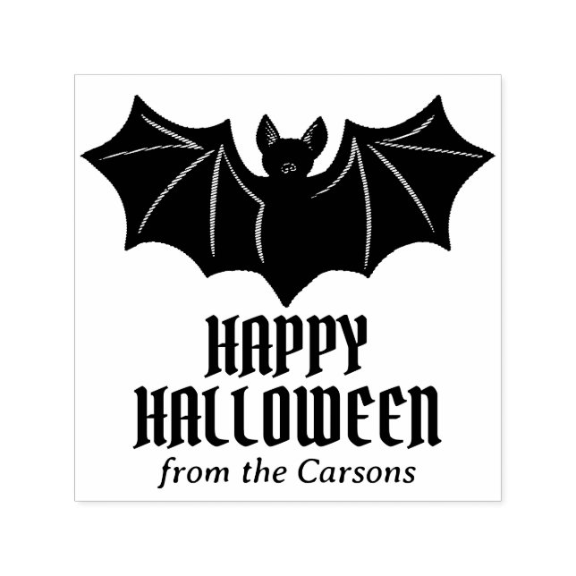 Custom Bat Happy Halloween Gift Stamp (Design)