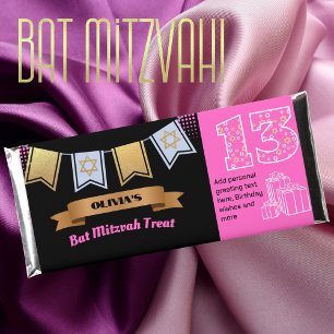 Custom Bat Mitzvah Chocolate Wrapper and Chocolate Hershey Bar Favors