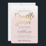 CUSTOM Bat Mitzvah Invite pale pink gold DANIELLE<br><div class="desc">*** NOTE - THE SHINY GOLD FOIL EFFECT IS A PRINTED PICTURE *** - - - - - - - - - - - - - - - - - - - - - - - - - - - - CONTACT ME (before you place an order) for custom "faux...</div>