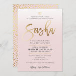 CUSTOM Bat Mitzvah Invite pale pink gold SASHA<br><div class="desc">*** NOTE - THE SHINY GOLD FOIL EFFECT IS A PRINTED PICTURE *** - - - - - - - - - - - - - - - - - - - - - - - - - - - - - - - - - - - - - -...</div>