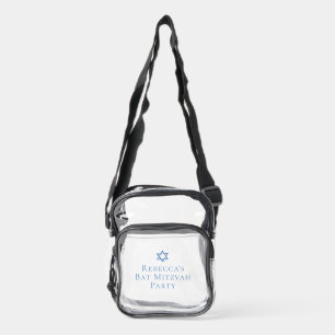 Custom Bat Mitzvah Party Jewish Star of David Clear Crossbody Bag