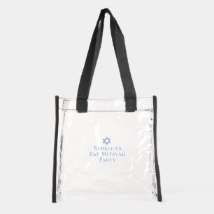 Custom Bat Mitzvah Party Jewish Star of David Clear Tote Bag