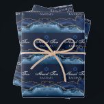 Custom Bat or Bar Mitzvah Elegant Navy Blue Gold Wrapping Paper Sheets<br><div class="desc">Elegant navy blue and gold agate decorates the side of these modern Bat Mitzvah or Bar Mitzvah wrapping paper sheets. Mazel Tov! Customize with your name under the Star of David. Perfect gift wrap for a chic,  stylish Jewish family.</div>