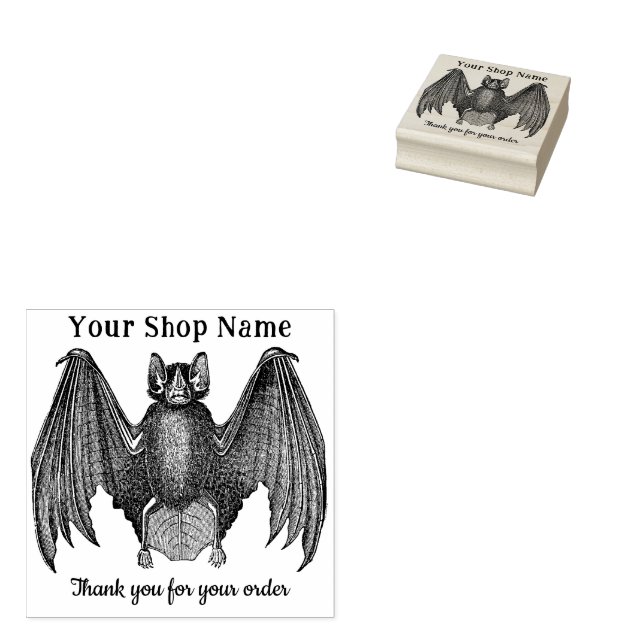 Custom Bat Small Business Thank You Rubber Stamp (Stamped)