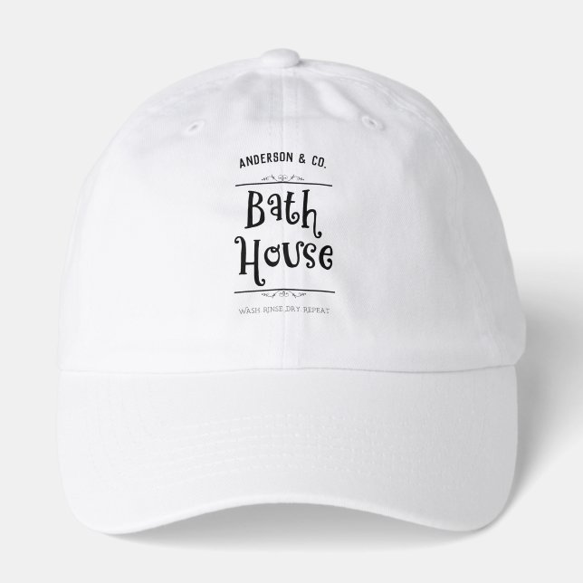 Custom Bath House Lavatory Wash Rinse Dry Repeat Hat (Front)