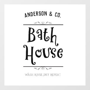 Custom Bath House Lavatory Wash Rinse Dry Repeat Window Cling