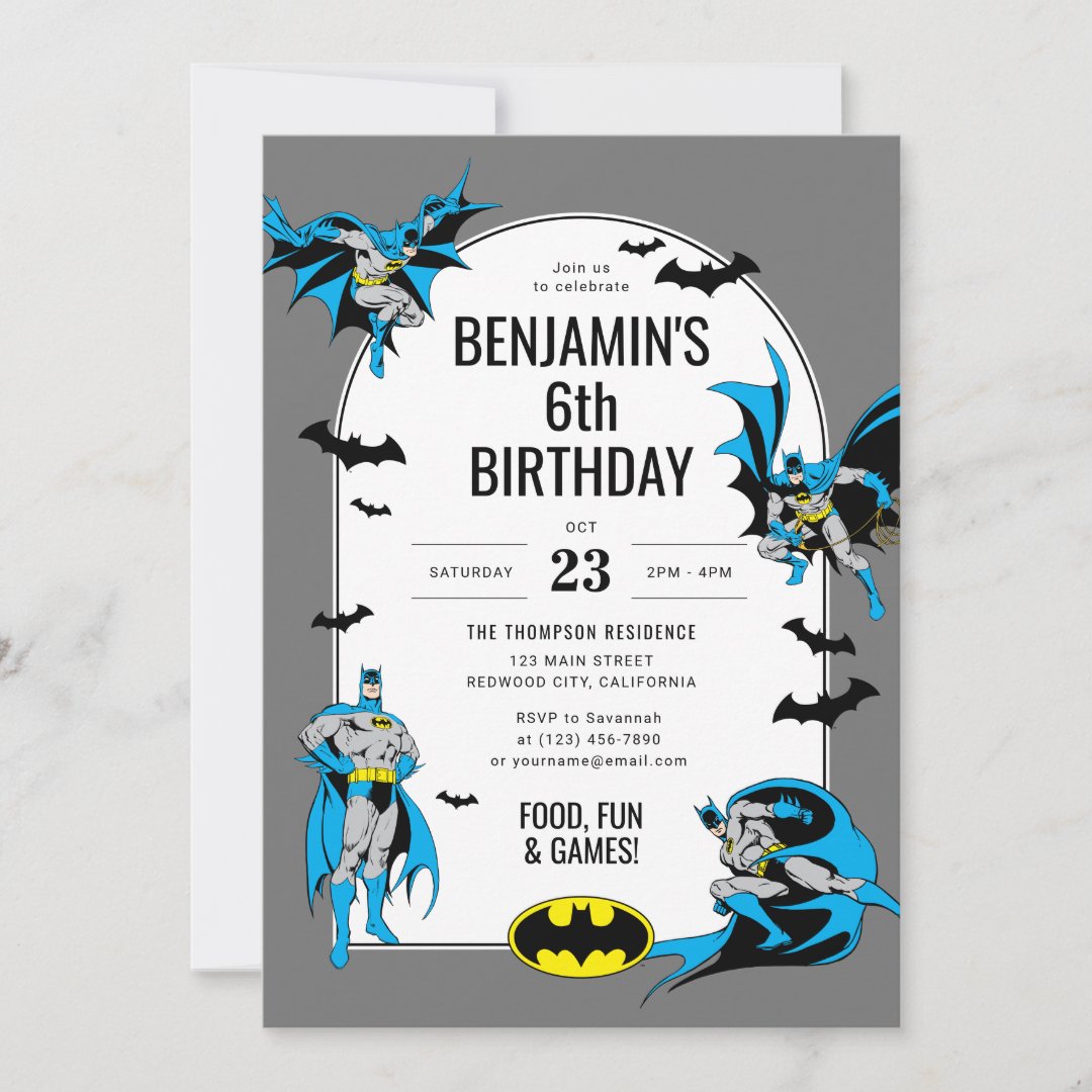 Custom Batman Boy's Birthday Invitation (Front)