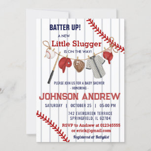 Custom Batter up Baseball Baby Shower Invitation
