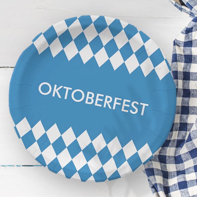 Custom Bavarian Geometric Pattern for Oktoberfest. Paper Plates (Creator Uploaded)