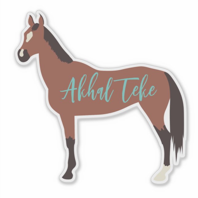 Custom Bay Akhal Teke Horse Silhouette Sticker (Front)